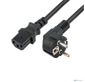 Шнур сетевой,  евровилка угловая - евроразъем С13,  кабель 3x1, 5 мм²,  длина 1, 5 метра,  черный  (PVC пакет) REXANT