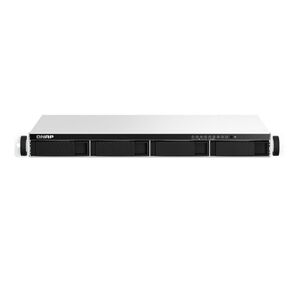 SMB QNAP TS-464eU-8G NAS 4 HDD trays,  rackmount 1U,  1 PSU. 4-core Intel Celeron N5105 / N5095 2.0-2.9 GHz,  8 GB RAM,  2x2.5GbE,  2xUSB 3.2 Gen 2  (10Gbps),  2xUSB 2.0,  1xHDMI,  2xM.2 PCIe Gen 3 x1 slots ,  W / o rail kit RAIL-B02