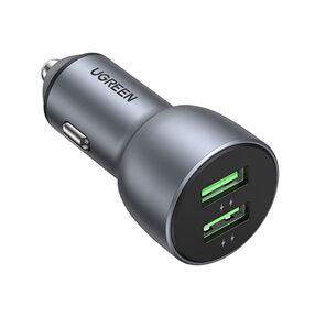 Автомобильное зарядное устройство UGREEN CD213  (70594) USB-C PD+USB-C PD 36W Fast Car Charger. Цвет: серый космос