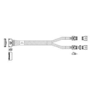 Кабель DiliVing DLMC74-8871 Cable MCIO x8 74P  (прямой Straight Type)  -TO-  2x Slimline SAS x4 38P  (SFF8654,  прямой Straight Type) ,  85 Ohm,  L:80cm