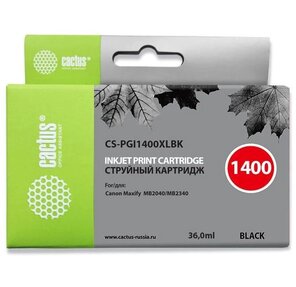 Картридж струйный Cactus CS-PGI1400XLBK черный для HP Canon MB2050 / MB2350 / MB2040 / MB2340  (36мл)