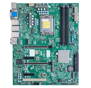 Материнская плата Supermicro MBD-X13SAE-F-B,  1xLGA1700, W680, 4xDDR5 DIMM, 2PCI-Ex16, 3xM.2-PCI-E, 8SATA3 RAID 0 / 1 / 5 / 10, 7.1-ch, 1x1000 Мбит / с, 1х2500 Мбит / с, IPMI, 4xUSB 2.0, VGA, DVI, HDMI, DisplayPort, ATX