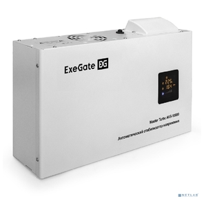 Exegate EX291751RUS Стабилизатор напряжения ExeGate Master Turbo AVS-10000  (10000ВА,  100-265В,  цветной дисплей,  220В±8%,  КПД 98%,  5 уровней защиты,  задержка,  усиленный метал.корпус,  клем.колодка+еврор