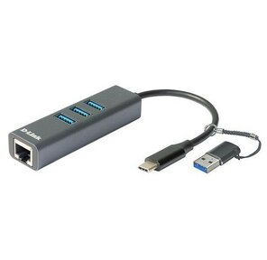 D-Link DUB-2332 / A1A Сетевой адаптер Gigabit Ethernet  /  USB Type-C с 3 портами USB 3.0 и переходником USB Type-C  /  USB Type-A
