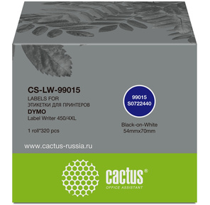 Этикетки Cactus CS-LW-99015 сег.:70x54мм черный белый 320шт / рул Dymo Label Writer 450 / 4XL
