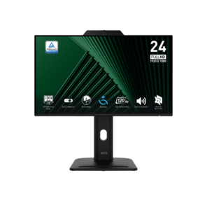 MSI PRO MP242PMG 23.8" 16:9 FHD (1920x1080) IPS Flat, Webcam, 4ms (GTG), 1000:1, 100M:1, 300nit, 1xHDMI, 1xDP, 1xVGA, 1xUSB-A, 1xUSB-B, Speaker, Tilt, Swivel, Height, Pivot, VESA, 120Hz, Black, 1y war-ty