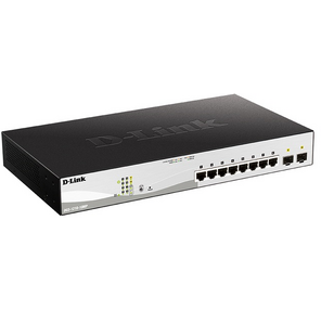 D-Link DGS-1210-10MP / F1A Настраиваемый коммутатор WebSmart с 8 портами 10 / 100 / 1000Base-T и 2 портами 1000Base-X SFP  (8 портов с поддержкой PoE 802.3af / 802.3at  (30 Вт),  PoE-бюджет 130 Вт)
