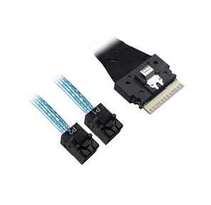 Кабель DiliVing DLSL74-8911 Slimline SASx8  (SFF8654) -to- 2 HDmSAS x4  (SFF8643),  85 Ohm,  75 cm