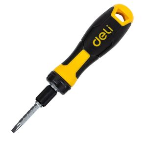 Двухсторонняя отвертка с трещеткой Deli DL626011 PH2+SL6x180мм 6 / PH2x180мм. Материал биты: Cr-V. Общая длина: 180-230 мм. Диаметр хвостовика: 6, 3 мм.