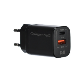Сетевое З / У GoPower GPQC09 1USB+1Type-C 35W QC3.0 GAN черный