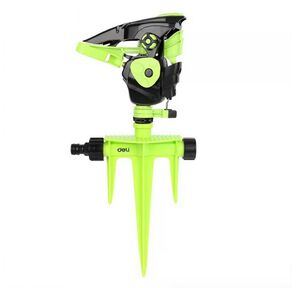 Дождеватель-разбрызгиватель импульсный на 3-х пиках Deli DL581302 площадь орошения до 490кв.м,  сектор полива 0-360 град,  диаметр шланга 3 / 4";,  корпус из ударопрочного пластика