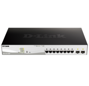 D-Link PROJ Smart  L2 Switch 8х1000Base-T PoE,  2х1000Base-X SFP,  PoE Budget 130W,  Compact CLI