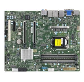 Supermicro MBD-X12SCA-F-B W-1200 CPU,  4 DIMM slots,  Intel W480 controller for 4 SATA3  (6 Gbps) ports,  RAID 0, 1, 5, 10,  1 PCI-E 3.0 x4,  2 PCI-E 3.0 x16 slots