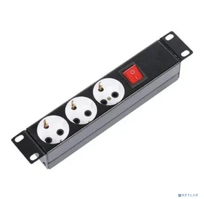 ЦМО Блок силовых розеток 10" без шнура с выключателем,  3 розетки  (БР-10-003) (БР-3П-10-9005)