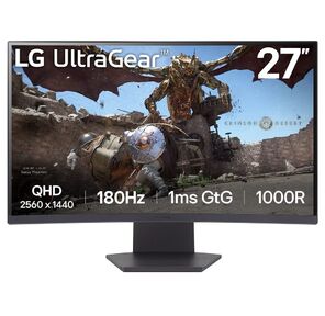 LCD LG 27" 27GS60QC-B {VA curved 2560x1440 180Hz 1ms 178 / 178 300cd 3000:1 2xHDMI2.0 DisplayPort1.4}