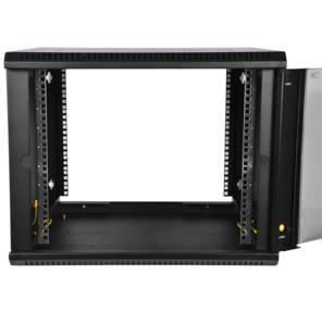 Шкаф телекоммуникационный настенный разборный 6U  (600х350) дверь стекло,  цвет черный