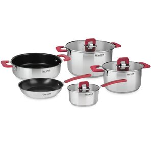 Набор 8 предметов: Кастрюли с / кр 20 см  (3, 0л),  24 см  (5, 6л),  ковш с / кр 16 см  (1, 4л),  сотейник б / кр 2