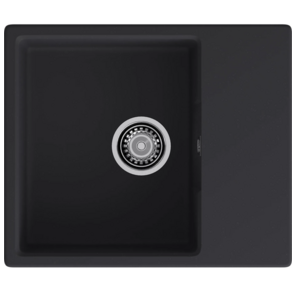 GRANFEST Мойка URBAN 658L  1-чаша+крыло 580*490мм,  монтаж: врезной,  материал: кварц,  цвет: черный