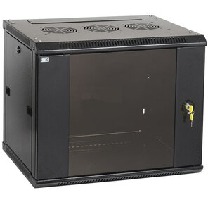 ITK LWR5-09U64-GF 19" настенный шкаф 9U 600x450,  стекл. передняя дверь,  черный  (плоск. упак)