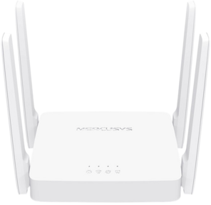 Mercusys AC1200 dual-Band Gigabit Wi-Fi router,  up to 300 Mbit / s at 2.4 GHz and up to 867 Mbit / s at 5 GHz,  1 10 / 100 Mbit / s WAN port + 2 10 / 100 Mbit / s LAN ports,  4 5 dBi external antennas