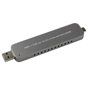 ORIENT 3552U3,  USB 3.1 Gen2 контейнер для SSD M.2 NVMe 2242 / 2260 / 2280 M-key,  PCIe Gen3x2  (JMS583), 10 GB / s,  поддержка UAPS, TRIM,  разъем USB3.1 Type-A + Type-C,  корпус в виде флешки,  черный  (30902)