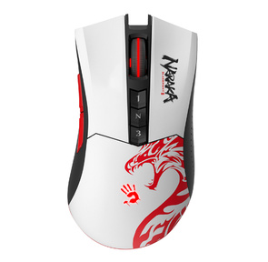 Мышь A4Tech Bloody R90 Plus Naraka белый / рисунок оптическая  (5000dpi) беспроводная USB  (8but)