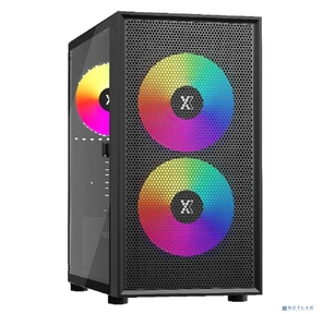 XASTRA Корпус A305M 3ARGB Black mATX / Mesh /  tempered glass  /  2x140mm + 1x120mm ARGB PWM fans /  Door /   A305M-2FC14A-1FC12A-D
