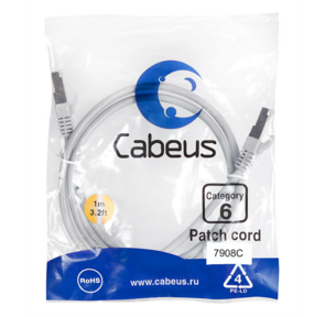Cabeus PC-FTP-RJ45-Cat.6-1m-LSZH Патч-корд F / UTP,  категория 6,  2xRJ45 / 8p8c,  экранированный,  серый,  LSZH,  1м