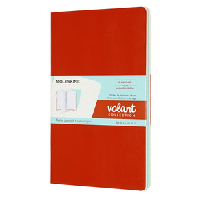Блокнот Moleskine VOLANT QP721F16B24 Large 130х210мм 96стр. линейка мягкая обложка оранжевый / голубой  (2шт)