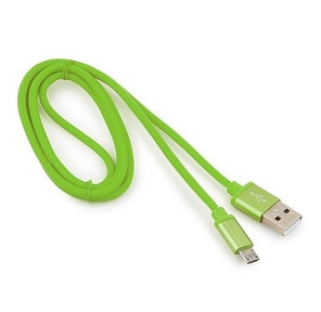 Cablexpert Кабель USB 2.0 CC-S-mUSB01Gn-1M,  AM / microB,  серия Silver,  длина 1м,  зеленый,  блистер