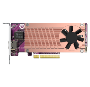 QNAP QM2-2P10G1TB Marvell AQC113C PCIe Gen3 x8,  Dual M.2 2280 PCIe Gen3 x4 NVMe,  LAN 1x10GBASE-T 10GbE,  Low-profile bracket pre-loaded,  Low-profile flat and Full-height are bundled