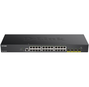 D-Link DGS-1250-28X / A1A,  L2 Smart Switch with 24 10 / 100 / 1000Base-T ports and 4 10GBase-X SFP+ ports.16K Mac address,  802.3x Flow Control,  4K of 802.1Q VLAN,  4 IP Interface,  802.1p Priority Queues