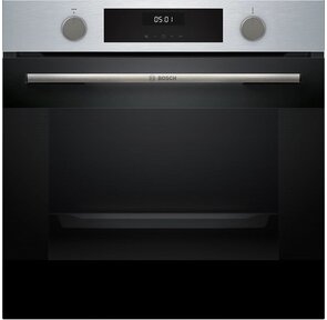 Serie 4,  духовой шкаф электрический,  60 см,  76 л, нержавеющая сталь,  Auto Pilot 10,  3D Hotair, класс энергоэффективности А,  7 режимов,  LCD-дисплей,  галогенное освещение,  самоочистка EcoClean, проволочные направляющие