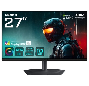 Монитор 26.5" Gigabyte MO27Q2A EK Black   (QD-OLED,  2560x1440,  ,  0, 03 ms,  178° / 178°,  250 cd / m,  1, 5 млн: 1,  3xUSB3.0,  USB Type-C,  280Hz,  2xHDMI 2.1,  DP 1.4,  Pivot)