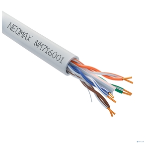 Кабель NEOMAX [NM716001] U / UTP cat.6 4x2x0.57,  23 AWG,  Медь,  внутренний,  PVC,  305м,  серый;  Fluke Tested