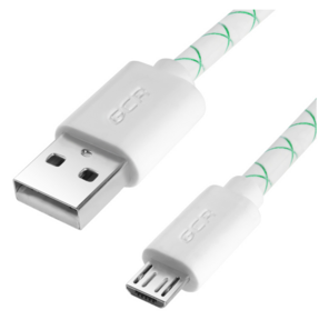 Greenconnect  GCR-UA9MCB3-BD-1.0m Кабель 2A 1.0m USB 2.0,  AM / microB 5pin,  бело-зеленый,  белые коннекторы,  28 / 24 AWG,  поддержка функции быстрой зарядки, ,  морозостойкий.