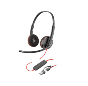 Гарнитура проводная /  Poly Blackwire 3220 Stereo USB-C Headset +USB-C / A Adapter  (Bulk)
