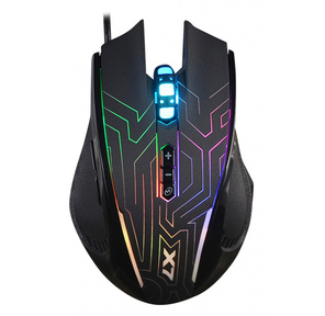 Мышь A4Tech X87 черный оптическая  (2400dpi) USB  (8but)