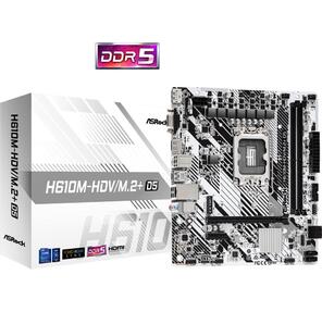ASROCK H610M-HDV / M.2+ D5,  LGA1700,  H610,  2*DDR5,  DP+D-Sub+HDMI,  4xSATA3 6.0,  M.2 Socket,  USB 3.2,  USB 2.0,  mATX;