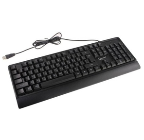Клавиатура Gembird KB-220L {с подстветкой,  USB,  черный,  104 клавиши,  подсветка Rainbow,  кабель 1.5м,  водоотталкивающая поверхность}