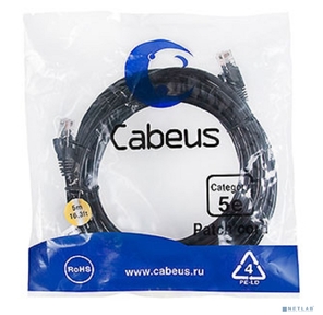 Cabeus PC-UTP-RJ45-Cat.5e-5m-BK ПАТЧ-КОРД U / UTP,  КАТЕГОРИЯ 5Е,  2XRJ45 / 8P8C,  НЕЭКРАНИРОВАННЫЙ,  ЧЕРНЫЙ
