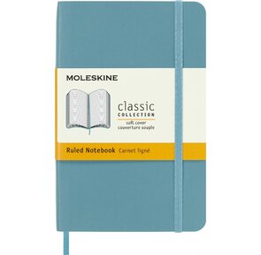 Блокнот Moleskine CLASSIC SOFT QP611B35 90x140мм 192стр. линейка мягкая обложка фиксирующая резинка голубой