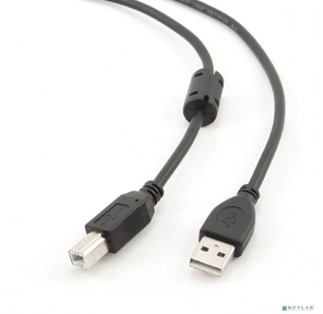Bion Кабель интерфейсный USB 2.0 AM / BM,  позолоченные контакты,  ферритовые кольца,  3м,  черный [BXP-CCF-USB2-AMBM-030]