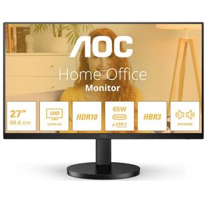 МОНИТОР 27" AOC U27B3CF Black  (4K,  IPS,  3840x2160,  4 ms,  178° / 178°,  350 cd / m,  20M:1,  +HDMI 2.0,  +2xUSB 3.2,  +USB Type-C  (65W),  +MM,  +регулировка по высоте)