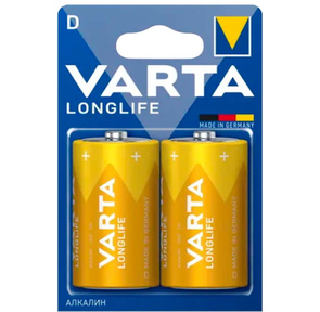 Батарейка Varta LONGLIFE LR20 D BL2 Alkaline 1.5V  (4120)  (2 / 20 / 100)