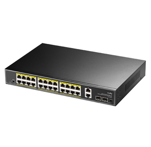 Коммутатор /  24-10 / 100 / 1000 BASE-T Gigabit ports,  2-Port 10 / 100 / 1000 BASE-T Gigabit Uplink ports,  2-1000 BASE-X SFP Slot,  24-port IEEE 802.3at PoE+ Injector,  300 watts total Power budget,  Supports PoE power up to 30W for each PoE port,  Extend Mode  (Transmit distance up to 250m at 10 Mbps ),  Port Lightning Protection: Common  Mode 4KV,  ESD 8KV,  Watchdog,  300W Internal