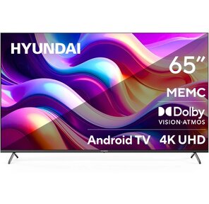 Телевизор LED Hyundai 65" H-LED65BU7009 Android TV Frameless Metal черный / черный 4K Ultra HD 60Hz DVB-T DVB-T2 DVB-C DVB-S DVB-S2 USB WiFi Smart TV