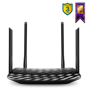 TP-Link Archer C6 AC1200 Dual Band Wireless Gigabit Router,  867Mbps at 5GHz + 300Mbps at 2.4GHz,  802.11ac / a / b / g / n,  5 Gigabit Ports,  4 fixed antennas