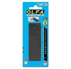 Лезвие OLFA сегментированные BLACK MAX,  9х80х0, 38мм,  13 сегментов,  10шт
