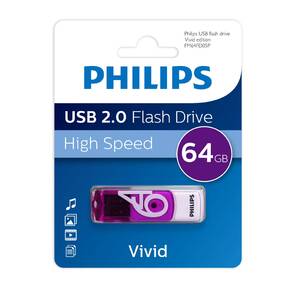 Флеш накопитель 64GB PHILIPS VIVID2.0 64GB,  USB 2.0